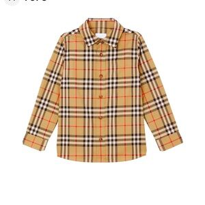 Burberry Children Boys Nova Check Plaid Button Down Shirt.